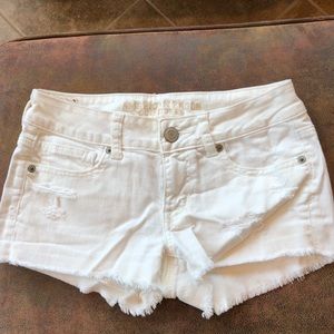 White-wash, worm style jean shorts
